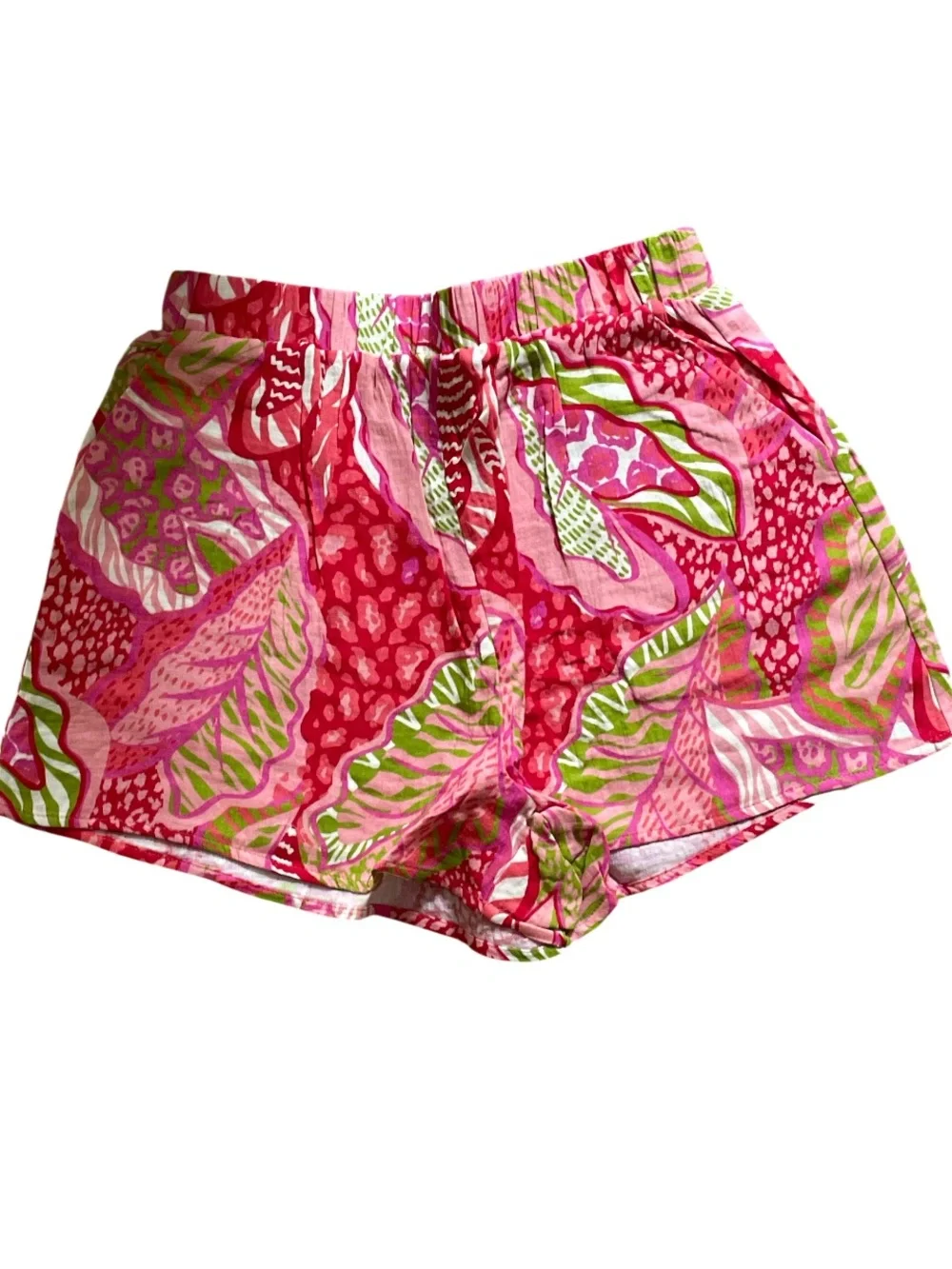 Peach Love SAY ALOHA RED TROPICAL GAUZE SHIRT/SHORTS SET